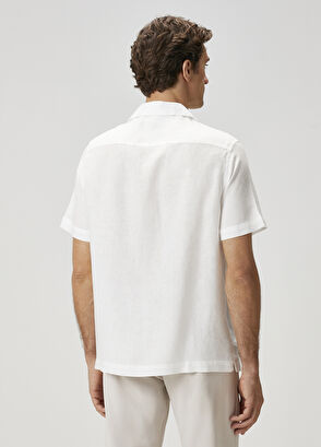 Beymen Club Beyaz Kısa Kollu Keten Gömlek - 6