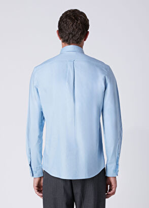 Beymen Club Açık Mavi Parça Boya Comfort Fit Oxford Gömlek - 5