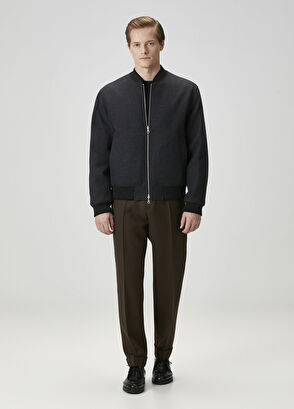 Dries Van Noten Volker Koyu Gri Çift Taraflı Bomber Ceket - 3