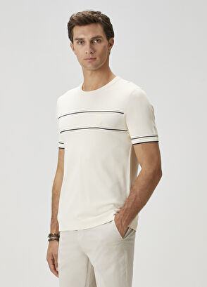 Beymen Club Off-White Line Jacquard Short Sleeve Sweater - 4