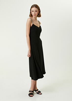 Beymen Club Siyah Taş Askılı Midi Elbise - 4