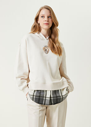 Beymen Club Bej Kapüşonlu Ekose Detaylı Sweatshirt - 3