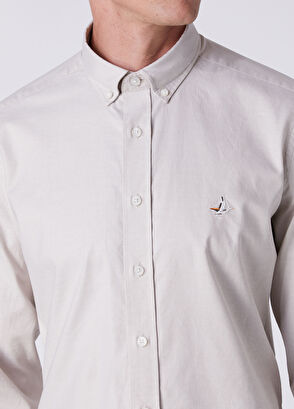 Beymen Club Slim Fit Bej Lycralı Oxford Gömlek - 6