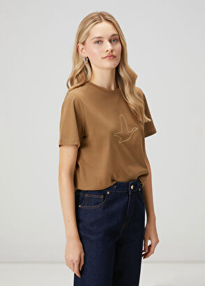 Beymen Club Khaki Chain Logo T-Shirt - 4