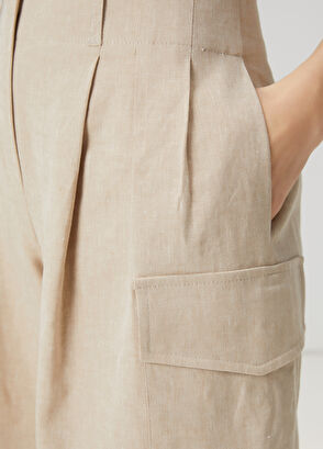 Beymen Club Beige Linen Shorts - 6