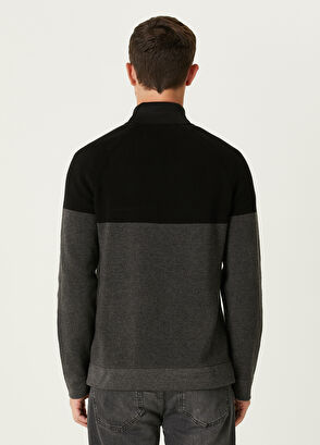 Beymen Club Black Collar Zipper Colorblocked Wool Sweater - 5