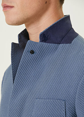 Beymen Club Indigo Diyagonal İri Dokulu Örme Ceket - 7