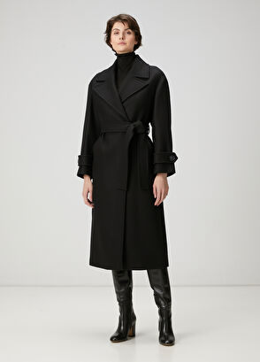 Beymen Club Siyah Kruvaze Yün Palto - 3