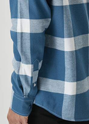Beymen Club Comfort Fit Indigo Büyük Ekose Desenli Gömlek - 7