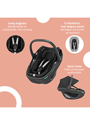Maxi-Cosi Leona2 Coral 360 Siyah Seyahat Sistem Bebek Arabası - 5