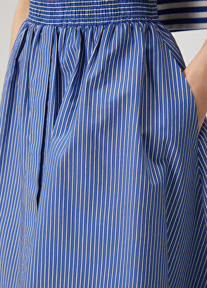 Beymen Club Koyu Mavi Çizgili Midi Etek - 6