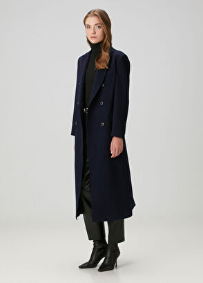 Beymen Collection Lacivert Yün Kaban - 4