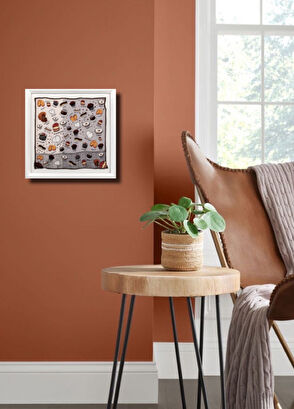 Un Poco Fondant Au Chocolate Wooden Framed Silk Scarf Painting - 5