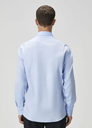 Custom Fit Mavi Gömlek - Görsel 8