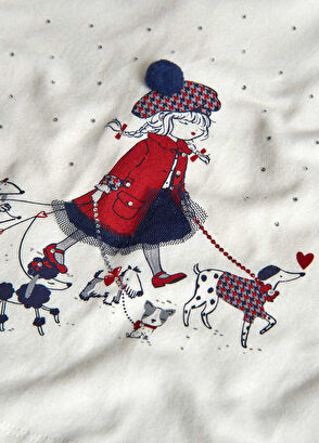 Boboli Ecru Animals Printed Girl Long Sleeve Blouse - 4