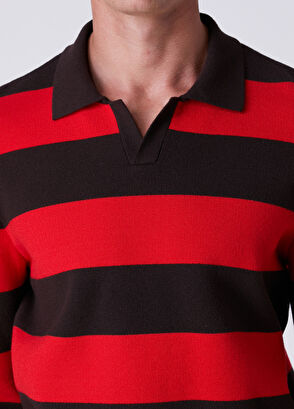 Beymen Club Coffee Red Stripe Patterned Sweater - 6