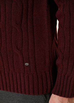 Beymen Club Burgundy Hair Braid Textured Wool Sweater - 7
