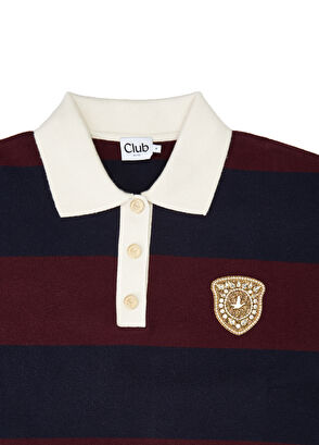 Beymen Club Burgundy Navy Blue Striped Polo Knitwear - 8