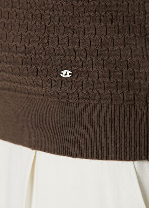 Beymen Club Kahverengi Krep Örgü Dokulu Kısa Kollu Kazak - 8