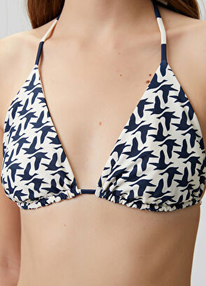 Beymen Club Navy Blue White Reversible Bikini Top - 7