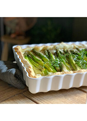 Emile Henry Ecru Ceramic Rectangular Pie Quiche Oven Dish 33x24 cm - 4