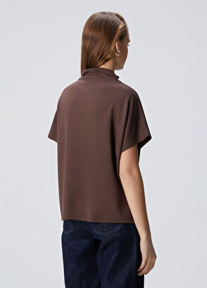 Network Acı Kahve Çıtçıt Detaylı T-shirt - 5