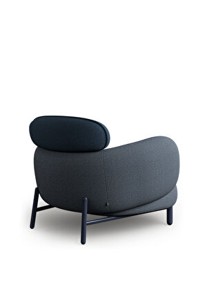 Borbo Moby Low Blue Armchair with Metal Legs - 4