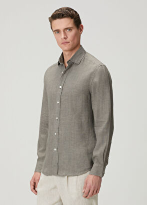 Beymen Club Comfort Fit Italian Collar Delave Linen Shirt - 5