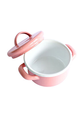 Elif Emaye Pink Enamel Mini Pot 12 cm - 3