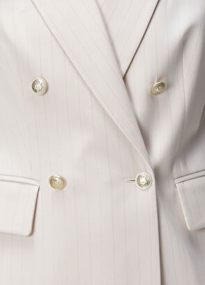 Network Bej Çizgili Blazer Ceket - 6