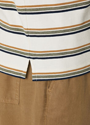 Beymen Club Yeşil Ekru Çizgili Comfort Fit Polo T-shirt - 7