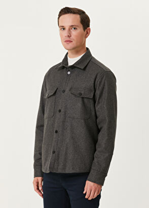Beymen Club Koyu Gri Yün Dış Gömlek - 7