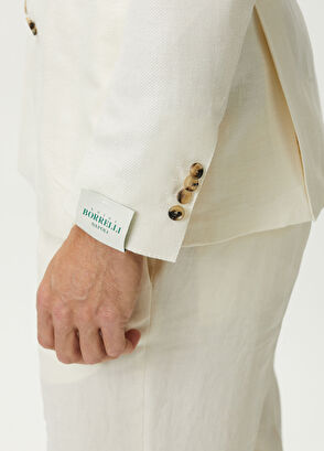 LUIGI BORRELLI Stone Double-Breasted Linen Jacket - 6