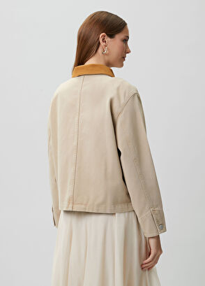 Beymen Club Beige Velvet Collar Denim Jacket - 10