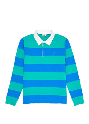 Beymen Club Green Blue Striped Polo Sweatshirt - 8