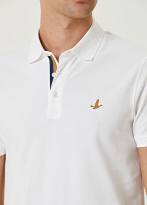 Beymen Club Slim Fit Beyaz Polo Yaka Şerit Detaylı T-shirt - 6