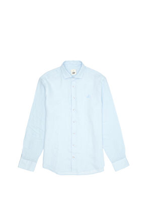 Beymen Club Açık Mavi İtalyan Yaka Keten Gömlek - 8