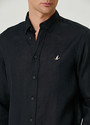 Beymen Club Comfort Fit Siyah Keten Gömlek - 6