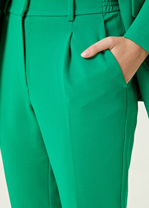 Beymen Club Green Half Elastic Belted Cigarette Trousers - 4