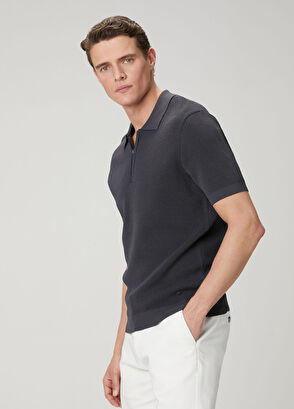 Beymen Club Anthracite Polo Honeycomb Textured Sweater - 5