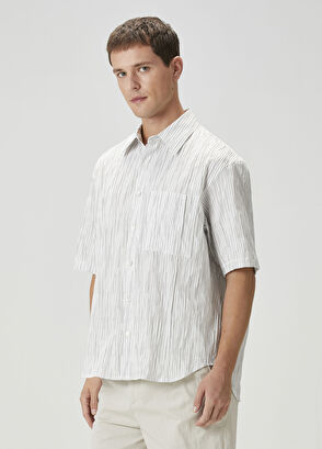 Solid Homme Beyaz Siyah Çizgili Gömlek - 3