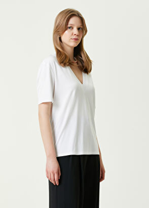 Beymen Club Kırık Beyaz V Yaka Basic T-shirt - 3