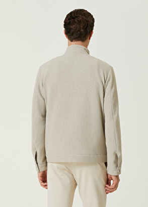 Beymen Club Bej Diyagonal Dokulu Örme Mont - 5