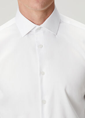 Beymen Club Slim Fit Beyaz Armürlü Non-iron Gömlek - 9