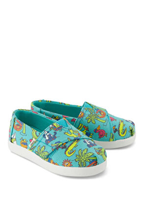Toms 10022103 Alpargata Glow in the Dark Miami Alligators Aqua Kız Çocuk Espadril - 3