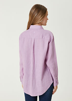 Beymen Club Pembe Kuş Logolu Keten Gömlek - 6