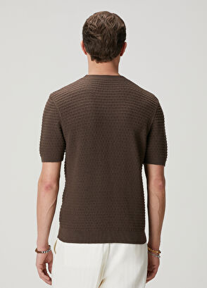 Beymen Club Kahverengi Krep Örgü Dokulu Kısa Kollu Kazak - 6