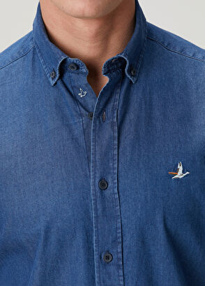 Beymen Club Comfort Fit Navy Blue Denim Shirt - 6