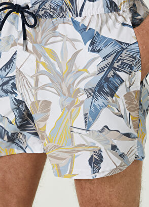 Beymen Club Lacivert Beyaz Palmiye Desenli Mayo - 5