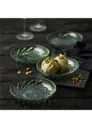 Lyngby Glas Sorrento Asian Green Glass Set of 4 Plates - 8